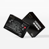 Temptation 8 Pieces Bondage Kit packaging showcasing premium bondage gear like wrist cuffs, ball gag, and collar with leash, reflecting elegant design with black and gold color scheme