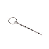 Stainless steel beaded urethral sound 13cm long for advanced urethral play, with a large control ring