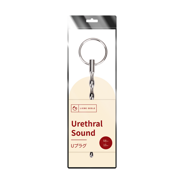 LIEBE SEELE stainless steel urethral sound, 13cm length and 0.8cm width, in branded packaging for advanced urethral play