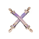 Glossy purple hogtie connector with golden hardware from the Vivid Murasaki Soft Bondage Kit