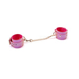 Lustre Rosa: Pink Leather Wrist Cuffs with Gold Hardware