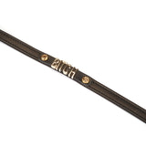 Black Italian Leather Choker with Gold Letters BITCH for Kinky Toy Fashion Accessory