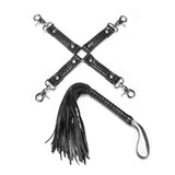 LIEBE SEELE Temptation 8 Pieces Bondage Kit featuring faux crocodile leather hog tie and flogger