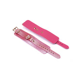 Lustre Rosa: Pink Leather Wrist Cuffs with Gold Hardware