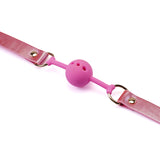 Lustre Rosa: Silicone Ball Gag (1.7 inch diameter) with Leather Straps