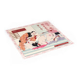 Kinbaku Ukiyo-e Luxury Red Rosy Lamb Suede Leather Blindfold featuring traditional Japanese erotic art, enhancing BDSM sensory play