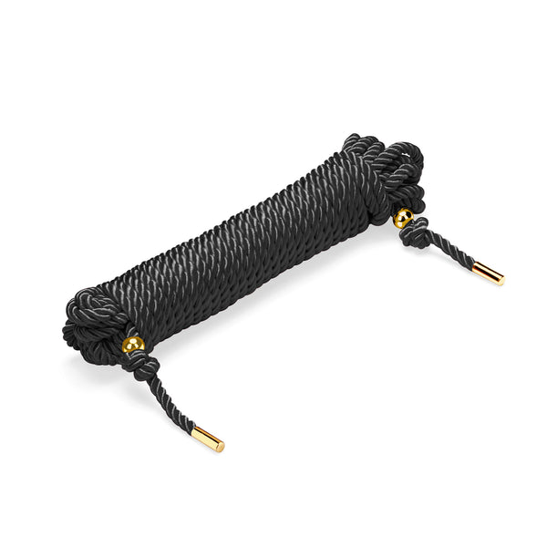 Black Shibari Silky Cotton Rope for Japanese Bondage 10m with Gold Accents