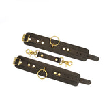 Samurai: Thick Leather Handcuffs with Copper-plated Metal