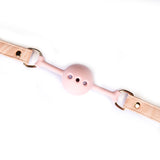 Boudoir Amor: Pink Silicone Ball Gag (1.7 inch diameter) with Pink Leather Straps