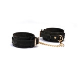 Boudoir Amor: Black Anklecuffs with Gold Hardware