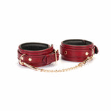 Limited Edition:Italian Blood Red-Leather Ankle Cuffs with Gold Hardware