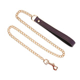 Limited Edition: Italian Dark Purple- Leather Collar with Chain Leash