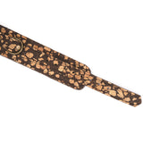 Eco-friendly vegan fetish SM collar crafted from cork and coffee grounds with antique bronze hardware close-up view