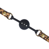 Eco-friendly vegan ball gag made of coffee grounds and cork with antique bronze hardware for bondage play