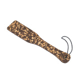Eco-friendly vegan fetish SM Cafe paddle made from coffee grounds and cork with plush velvet lining and antique bronze hardware