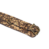 Vegan fetish SM cafe collar with antique bronze hardware and coffee grounds textured surface, showcasing eco-friendly and adjustable design