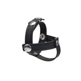 Adjustable faux leather cock ring with T-style ball splitter from LIEBE SEELE's Vegan Fetish collection