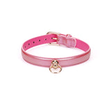 Lustre Rosa: Pink Leather Collar with Chain Leash