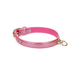 Lustre Rosa: Pink Leather Collar with Chain Leash
