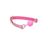 Lustre Rosa: Silicone Ball Gag (1.7 inch diameter) with Leather Straps