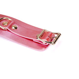 Lustre Rosa: Pink Leather Wrist Cuffs with Gold Hardware