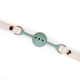 Boudoir Amor: Green Silicone Ball Gag (1.7 inch diameter) with White Leather Straps