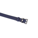 Cerulean Dominion:Blue leather blindfold with silver buckle