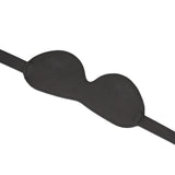Cerulean Dominion:Blue leather blindfold with silver buckle
