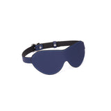Cerulean Dominion:Blue leather blindfold with silver buckle