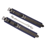 Cerulean Dominion: Blue Leather Ankle Cuffs with Silver Hardware