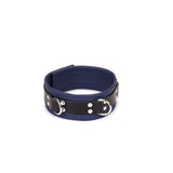 Cerulean Dominion: Blue Leather Collar with Chain Leash