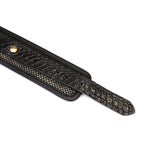 Crocodile Noir: Black Leather Wrist Cuffs with Bronze Hardware