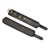 Crocodile Noir: Black Leather Wrist Cuffs with Bronze Hardware