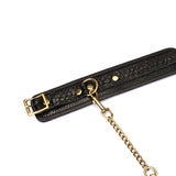 Crocodile Noir: Black Leather Wrist Cuffs with Bronze Hardware