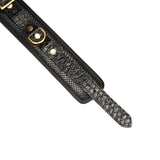 Crocodile Noir: Black Leather Ankle Cuffs with Bronze Hardware