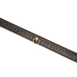 Crocodile Noir: Black Leather Collar with Chain Leash