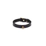 Crocodile Noir: Black Leather Collar with Chain Leash