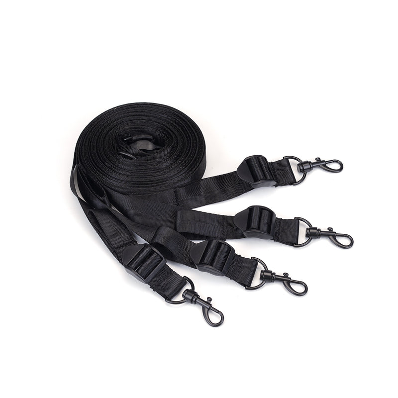 Vegan leather under-bed restraint set with adjustable straps and quick-release clips for beginner bondage