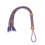 Blue and Gold Leather Cat O Nine Tails Whip