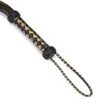 Black and Gold Leather Cat O Nine Tails Whip