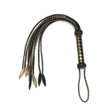 Black and Gold Leather Cat O Nine Tails Whip