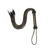 Black and Gold Leather Cat O Nine Tails Whip