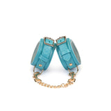 Blue Lamb leather wrist cuffs