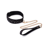 Starry Nights beginner's collar and leash from Bound You BDSM kit with golden hardware and star pattern design