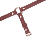 Burgundy Leather Full-Body Harness Set with Rose Gold Hardware