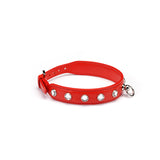 Liebe Seele red premium leather choker with diamonds, ideal for dopamine fashion and SM plays