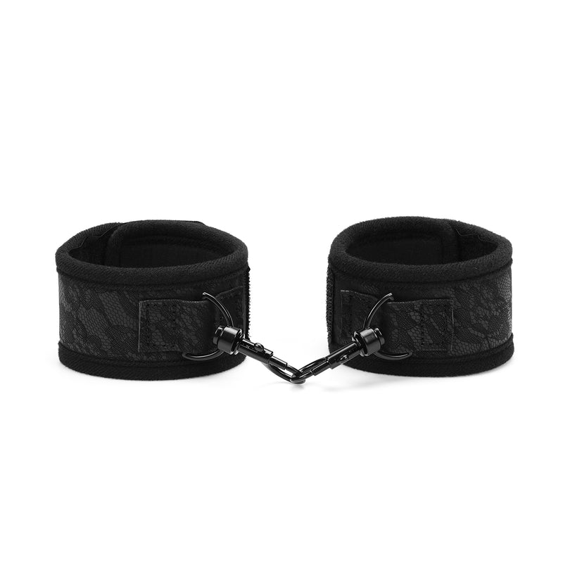 Black lace neoprene wrist restraints from Bound You beginner's bondage kit