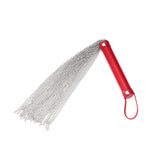 Metal Chain Flogger Whip with Red PU Handle