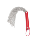 Metal Chain Flogger Whip with Red PU Handle