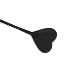 Black vegan leather riding crop with heart shape tip from Dark Candy collection for BDSM impact play